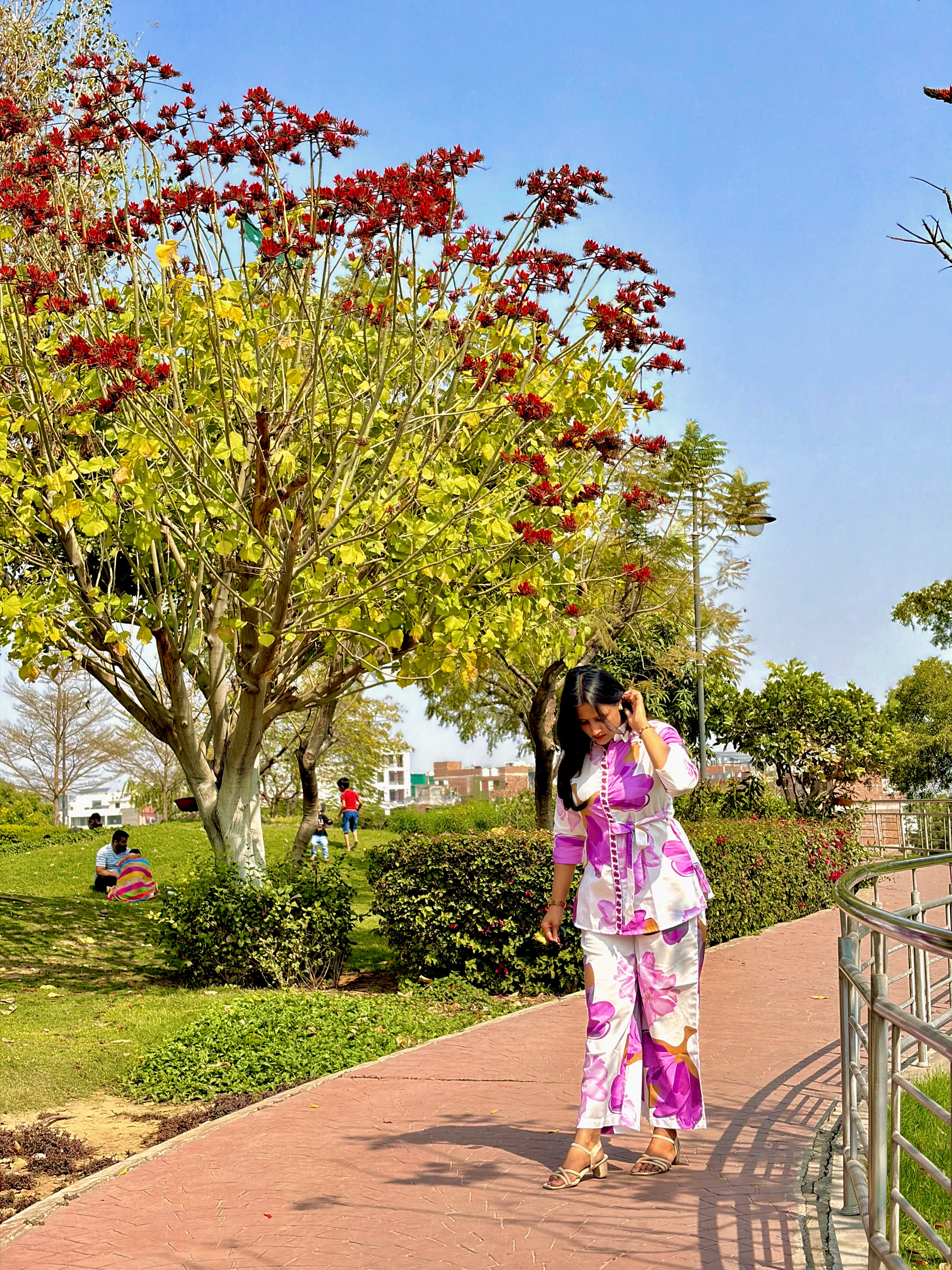 Purple Orchid Bloom Floral Pattern Co-ord Set