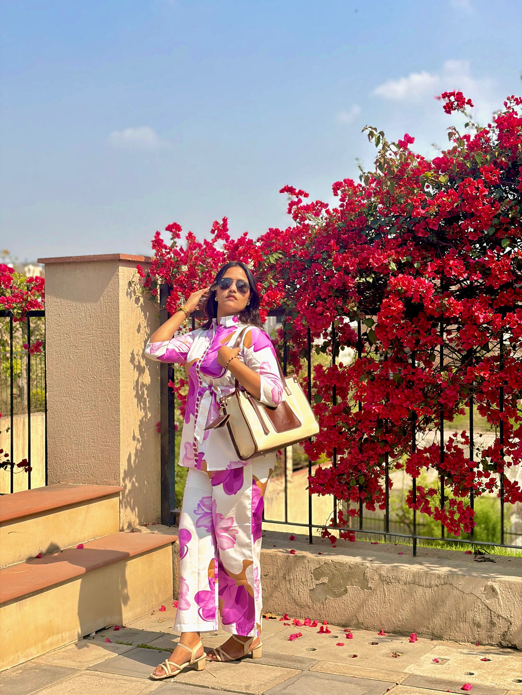 Purple Orchid Bloom Floral Pattern Co-ord Set