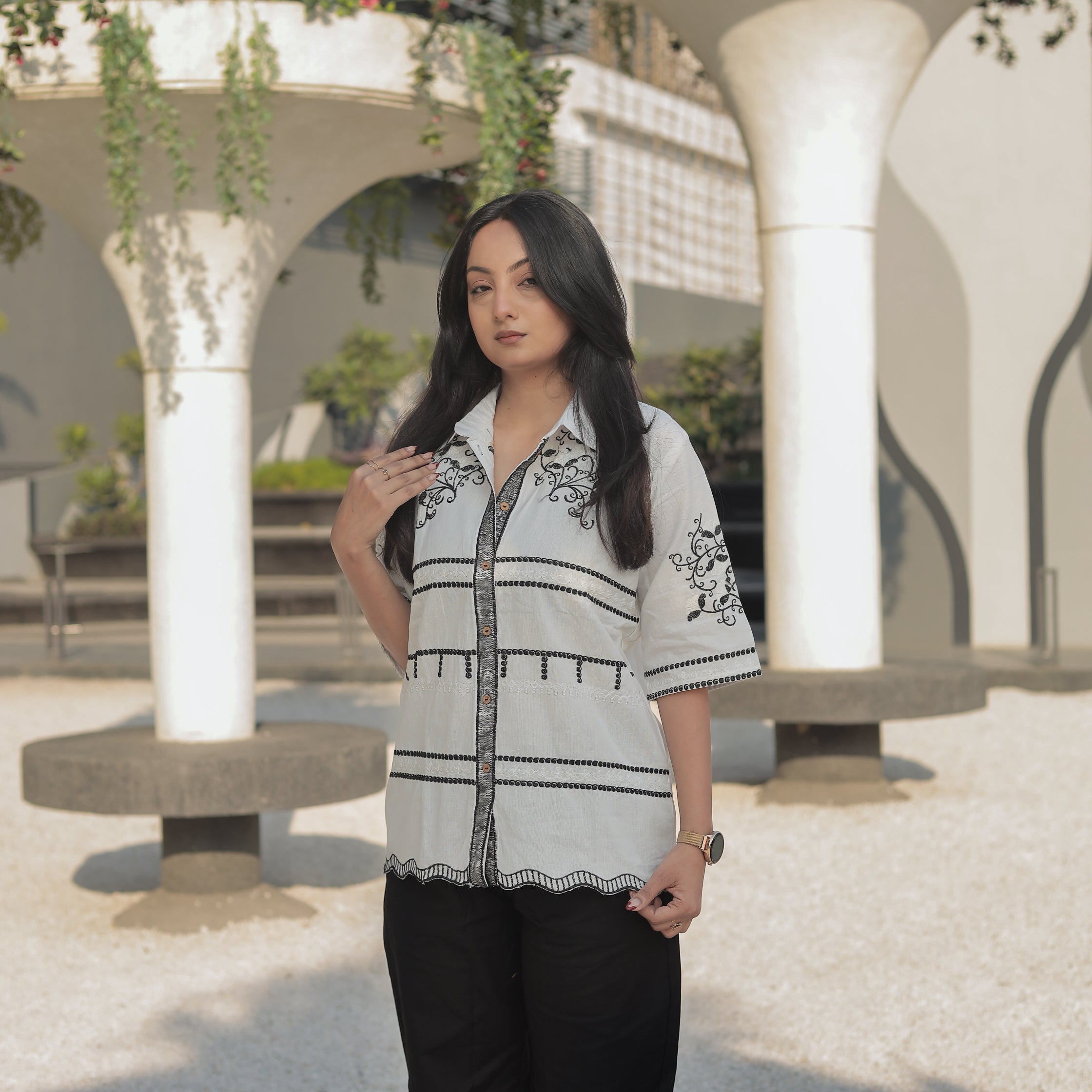 Midnight Black and White Cotton Co-ord Set