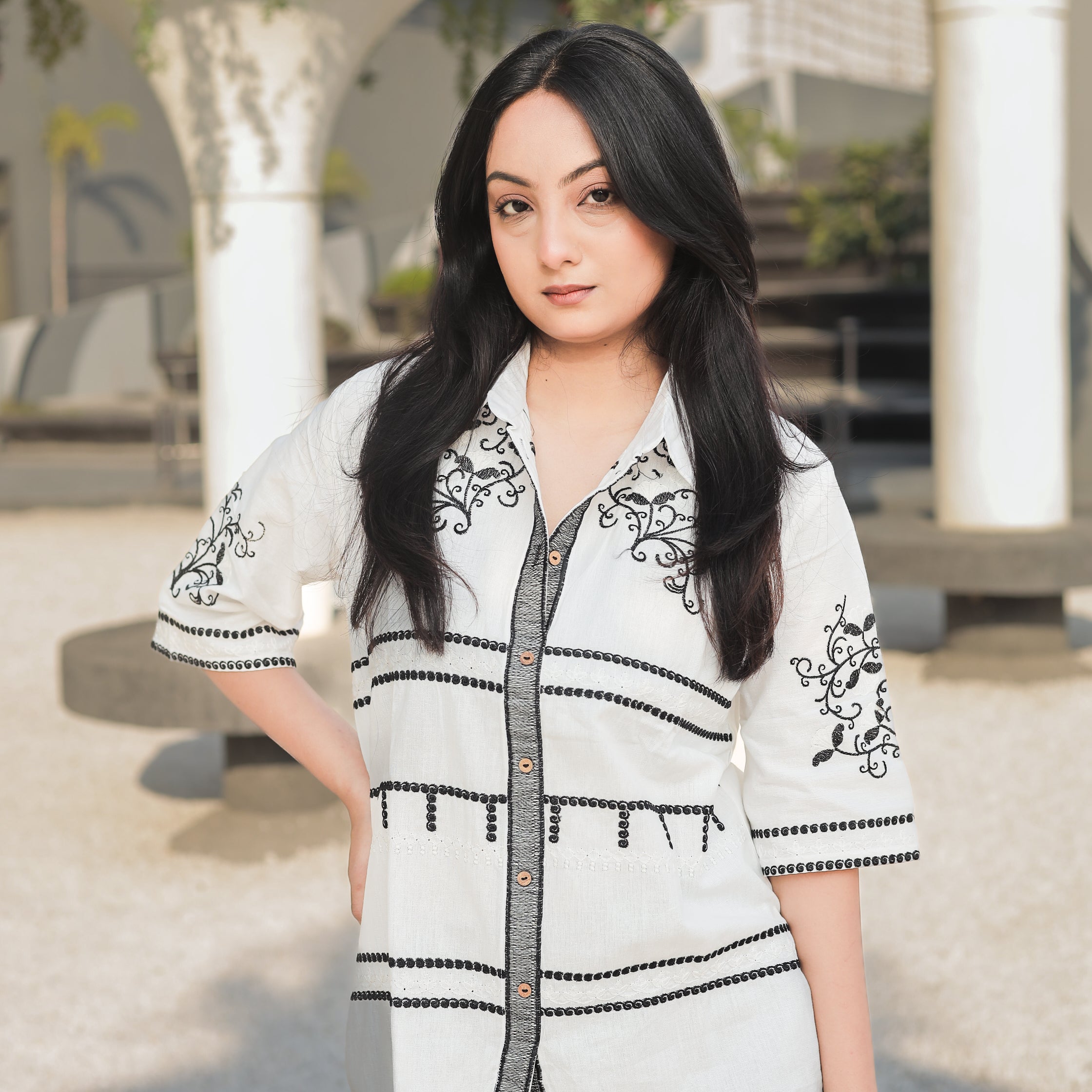 Midnight Black and White Cotton Co-ord Set