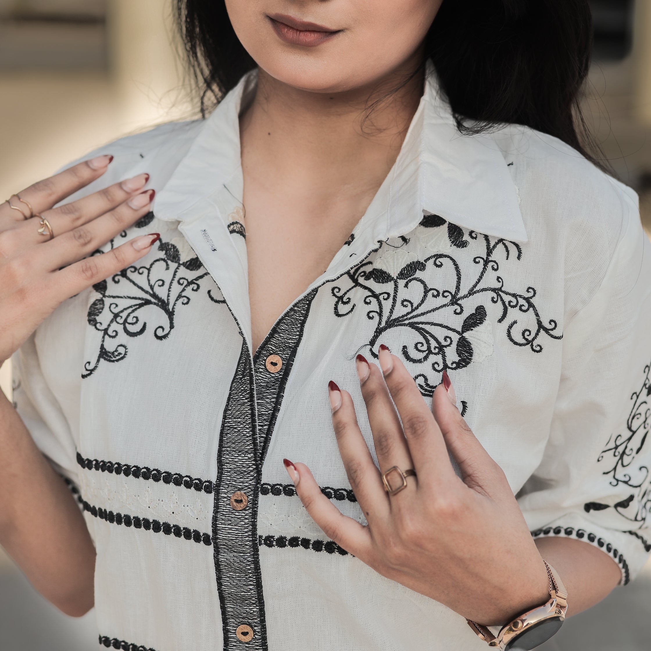 Midnight Black and White Cotton Co-ord Set