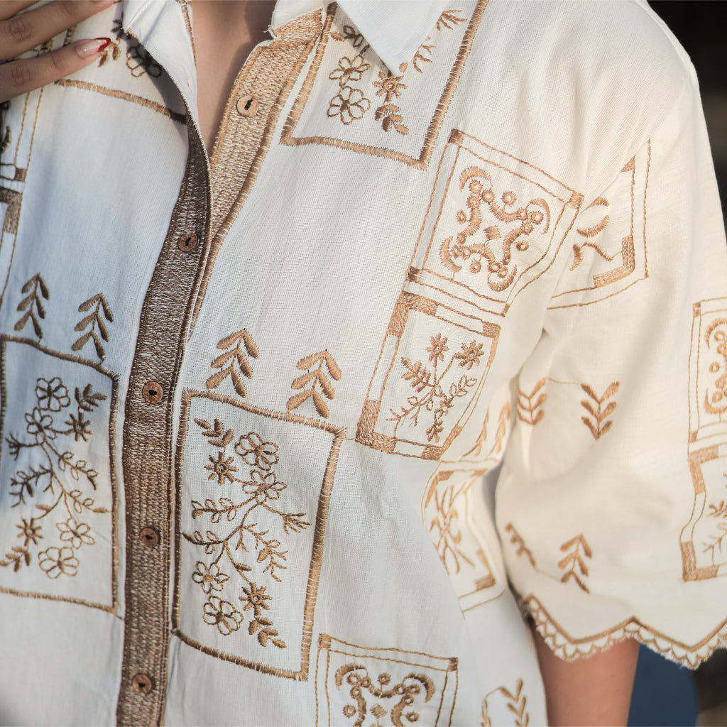 Earthy Embroidered Cotton Co-ord Set