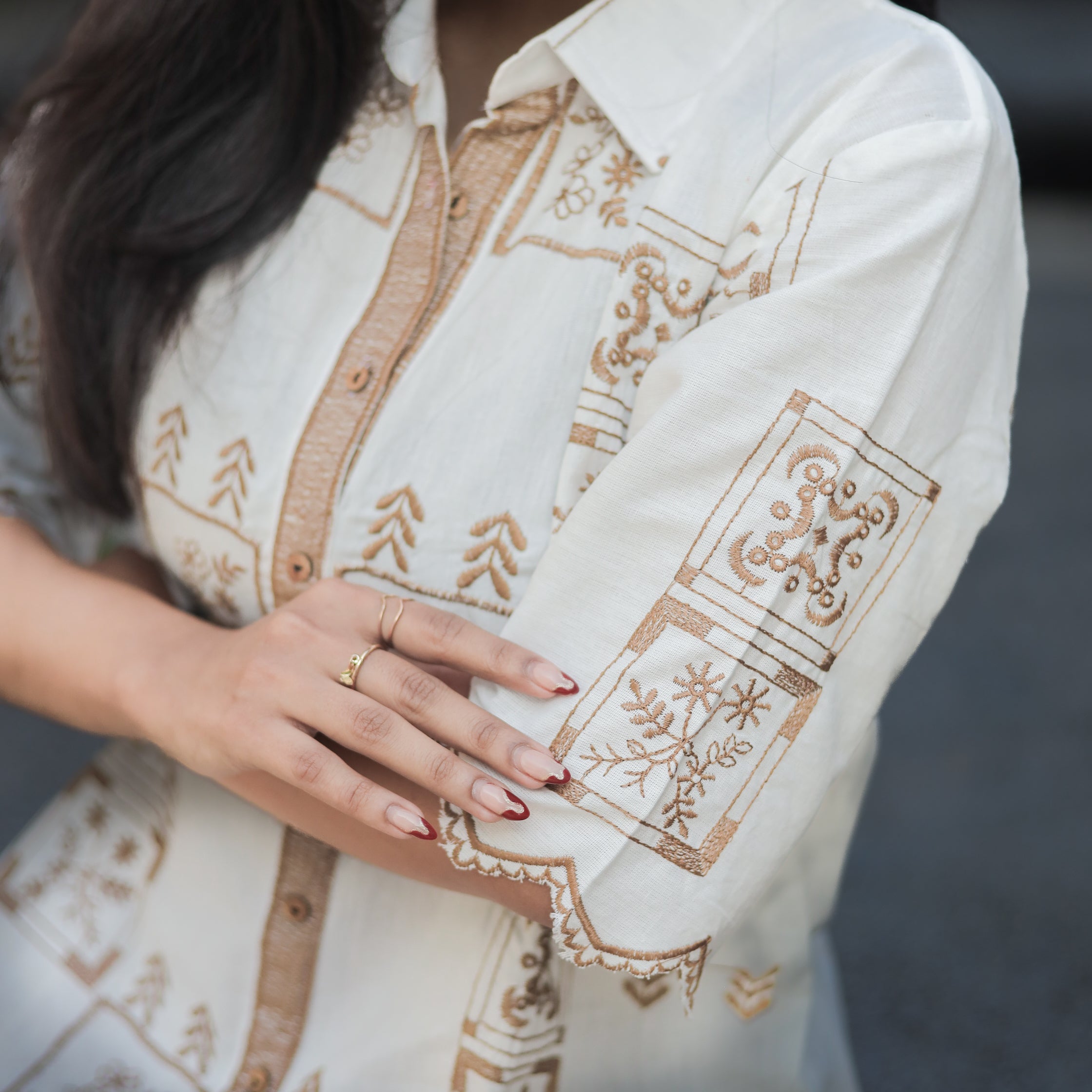 Earthy Embroidered Cotton Co-ord Set