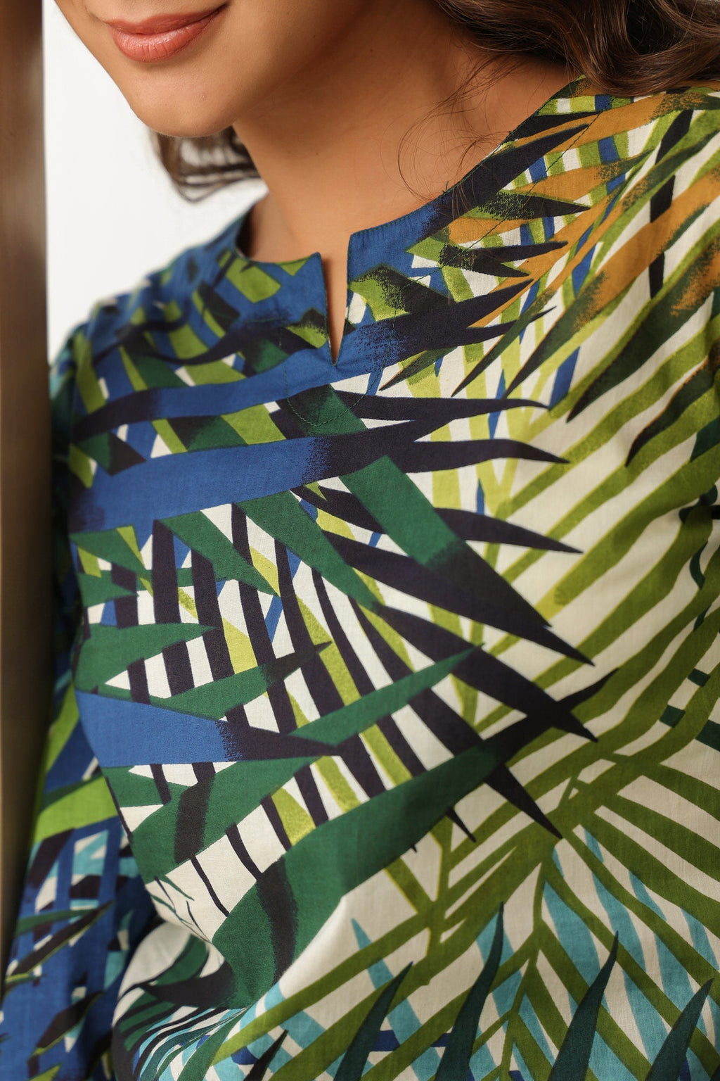 Tropical Palm Leaf Print Cotton Co-ord Set