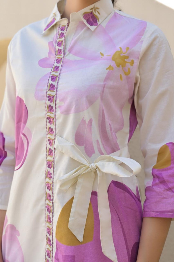 Purple Orchid Bloom Floral Pattern Co-ord Set