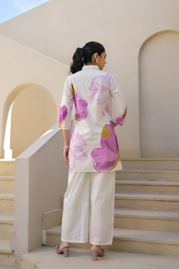 Purple Orchid Bloom Floral Pattern Co-ord Set