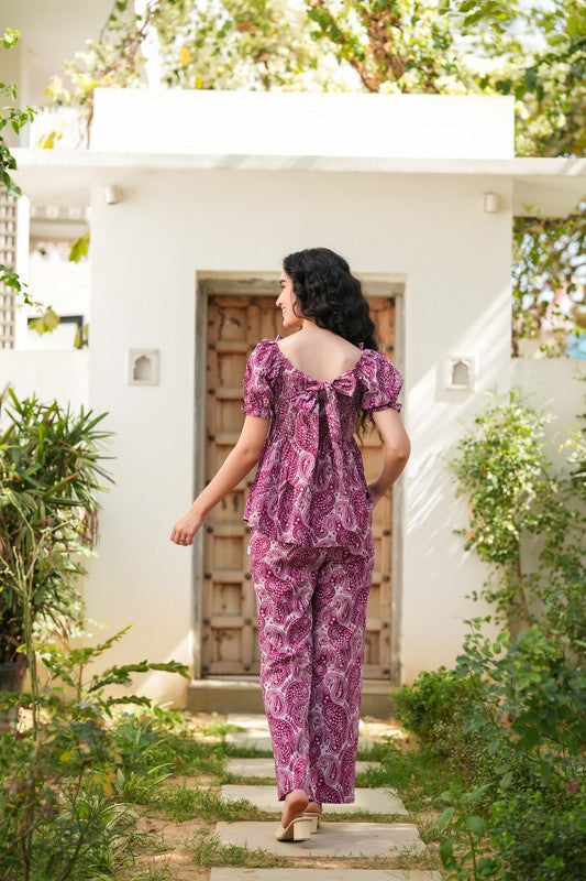Purple Paisley Floral Co-ord Set