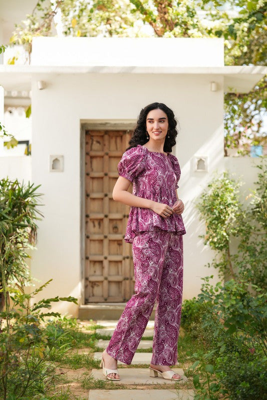 Purple Paisley Floral Co-ord Set