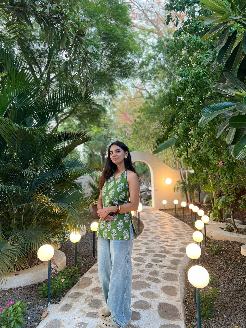 GREEN HALTER NECK TUNIC