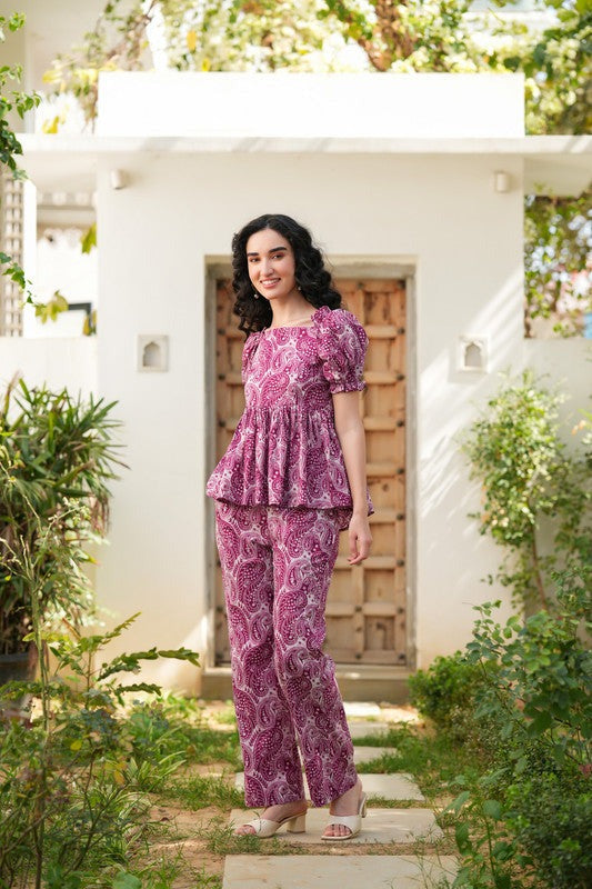Purple Paisley Floral Co-ord Set