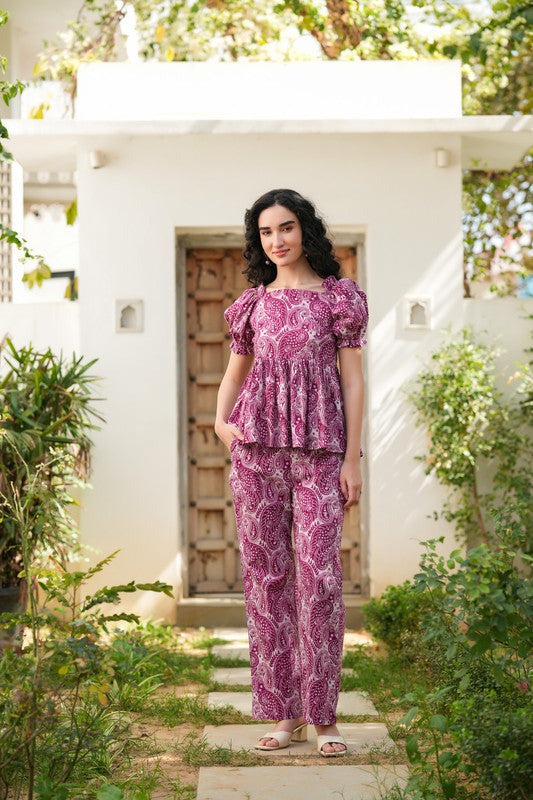 Purple Paisley Floral Co-ord Set