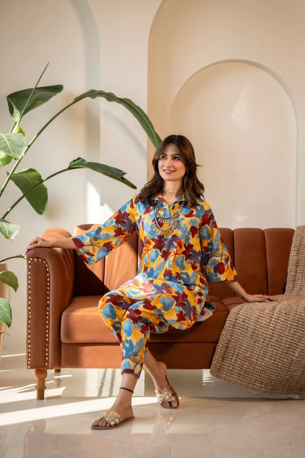 Mustard Yellow Floral Co-ord Set