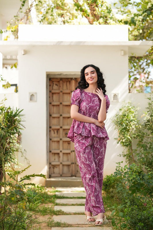 Purple Paisley Floral Co-ord Set