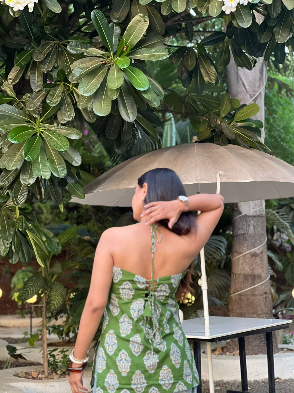 GREEN HALTER NECK TUNIC