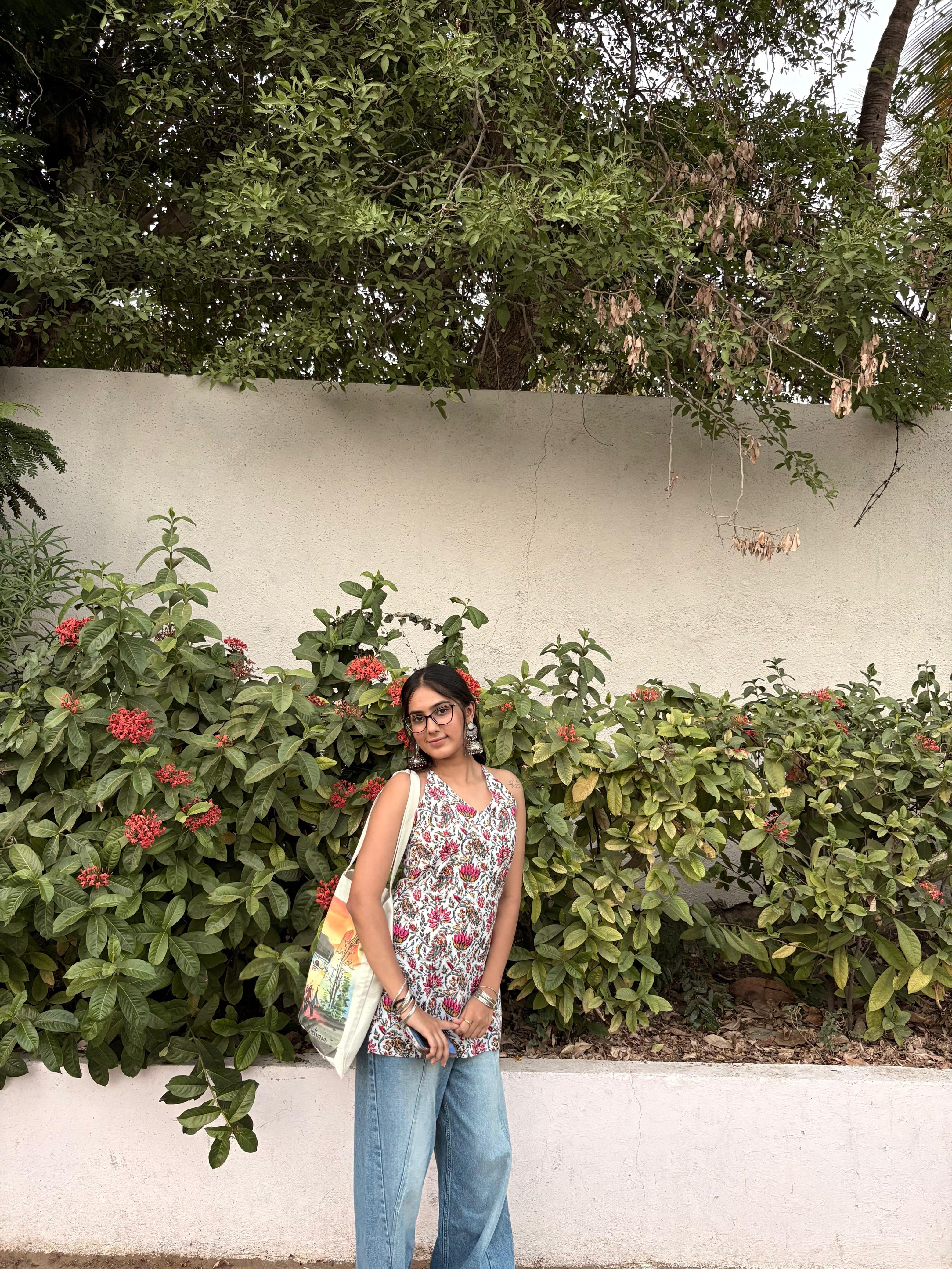 WHITE LOTUS PRINT HALTER NECK TUNIC TOP