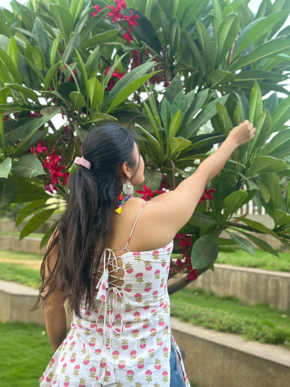 Rangrezz Halter Neck Short Kurti Top with Lining