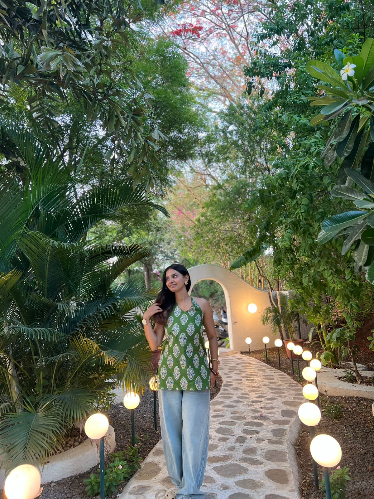 GREEN HALTER NECK TUNIC