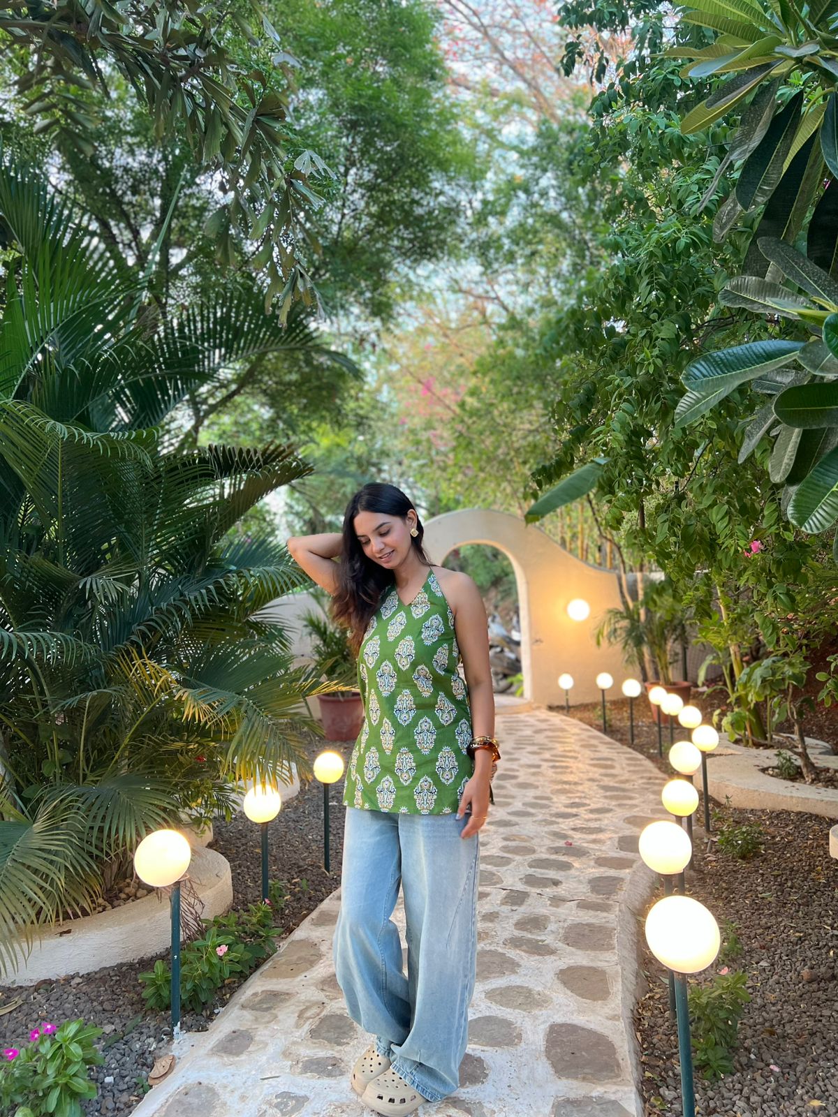 GREEN HALTER NECK TUNIC
