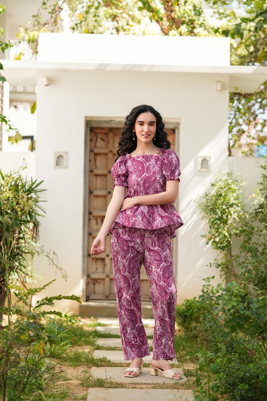Purple Paisley Floral Co-ord Set
